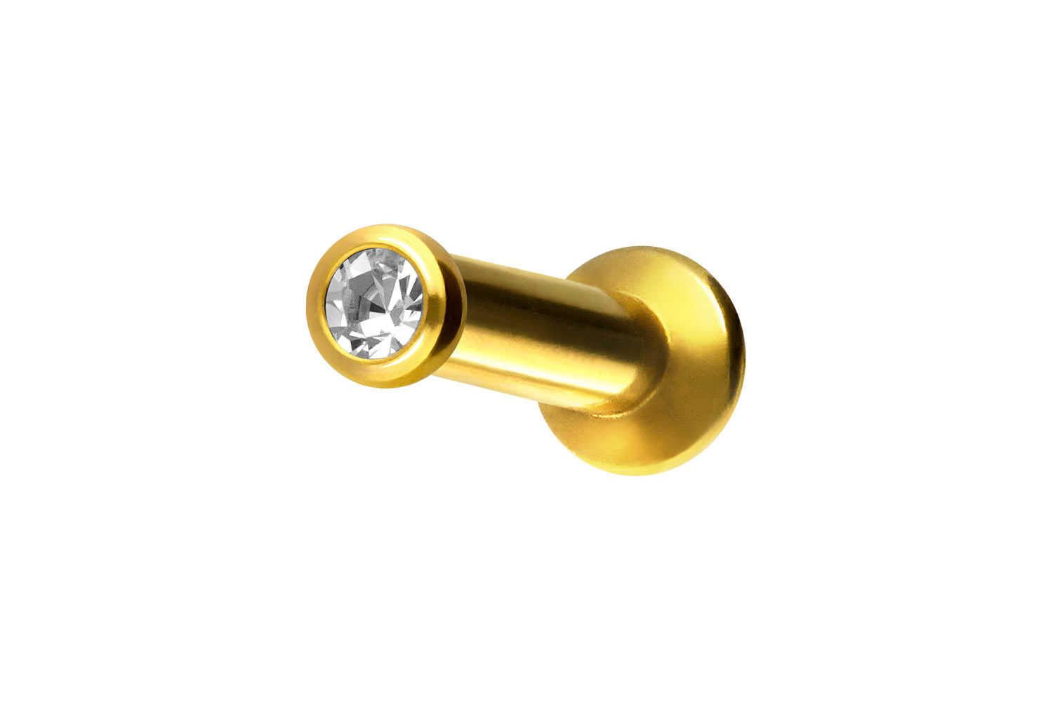 Titan Triple Piercing Mini Labret mit Push Fit FLAT-DISC + KRISTALL